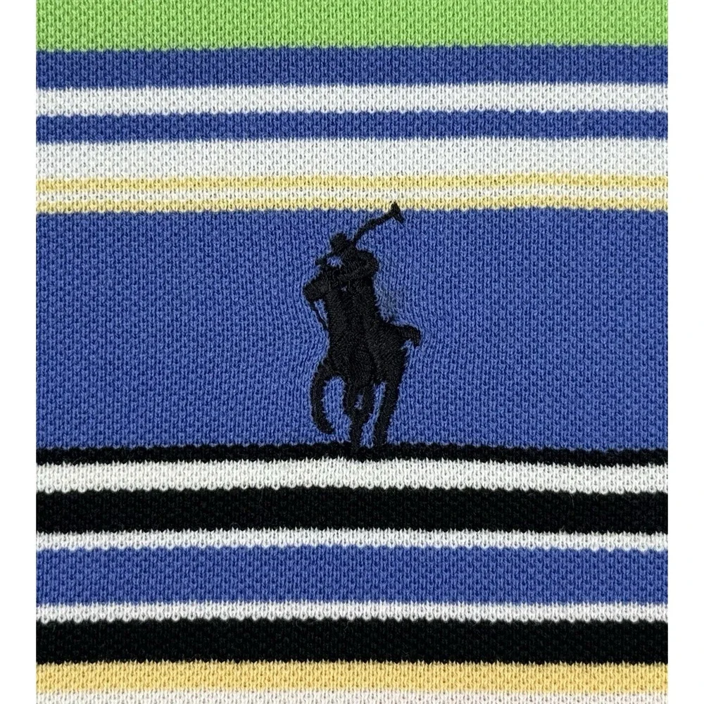 Polo Golf Ralph Lauren Stripe Polo Shirt‎ Blue Multicolor Size L Y2K Pima Cotton